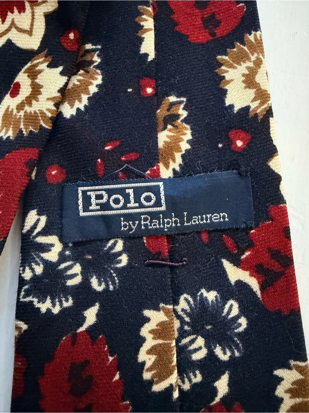 Vtg 80s 90s Polo Ralph Lauren Wool Tie Boho Floral Made in USA Challis Rare 3.75